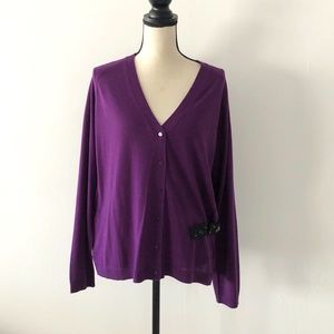 Max Mara Purple Silk Wool Cardigan Size XL